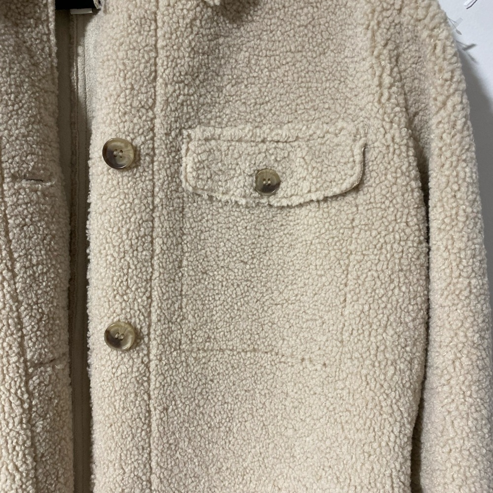 Joie Teddy Sherpa Oversized Button Up Jacket Shacket Cream Size M - Picture 5 of 8